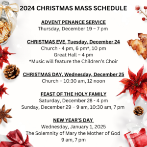 2024 Christmas Mass Schedule